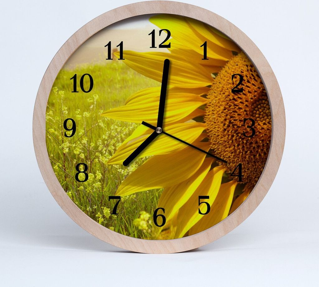 Holzuhr 30fi cm wanduhr - Sonnenblume Natur