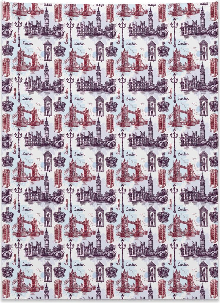 Abakuhaus London Wandteppich, Stadt Sehenswürdigkeiten Skizze aus Weiches Mikrofaser Stoff Kein Verblassen Klare Farben Waschbar, 110 x 150 cm, He...