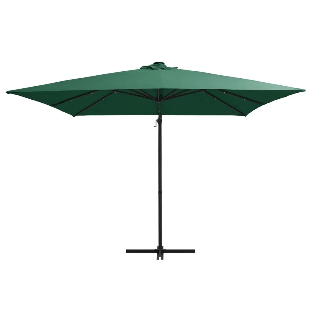 vidaXL Parapluie LED 250x250 cm Vert en Acier - Éclairage Solaire Jardin