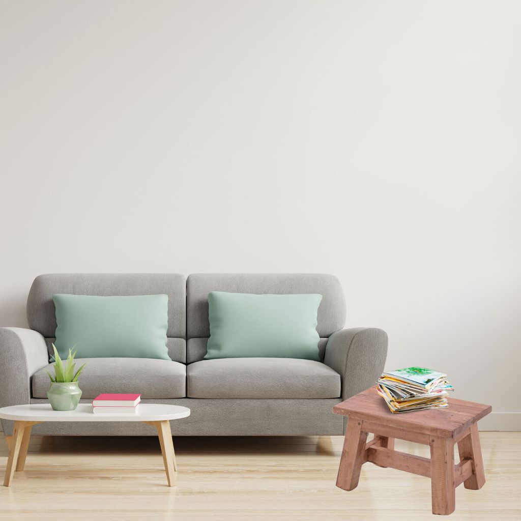 Vintage Holzbank 35x20cm - Rustikaler Schemel Aus Teakholz Für Wohnzimmer & Deko