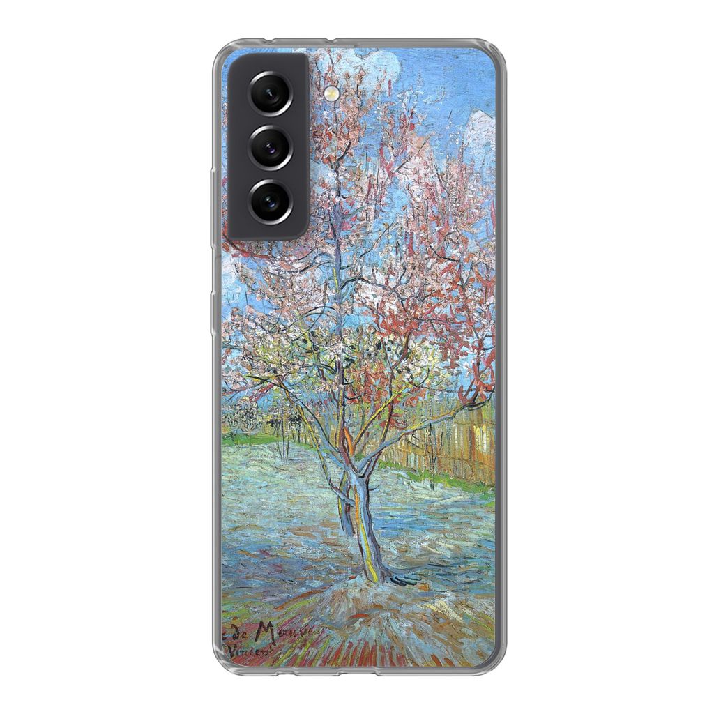 MuchoWow Handyhülle Schutzhülle Hülle für Samsung Galaxy S21 FE Der rosa Pfirsichbaum - Vincent van Gogh Silikon Softcase Handy Hülle - Mobi...