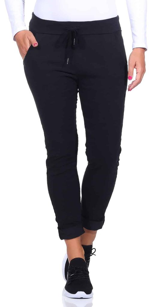 Chinohose Damen Stretch Jeans Gr. 36-48 leichte Schlupfhose mit Gummizug