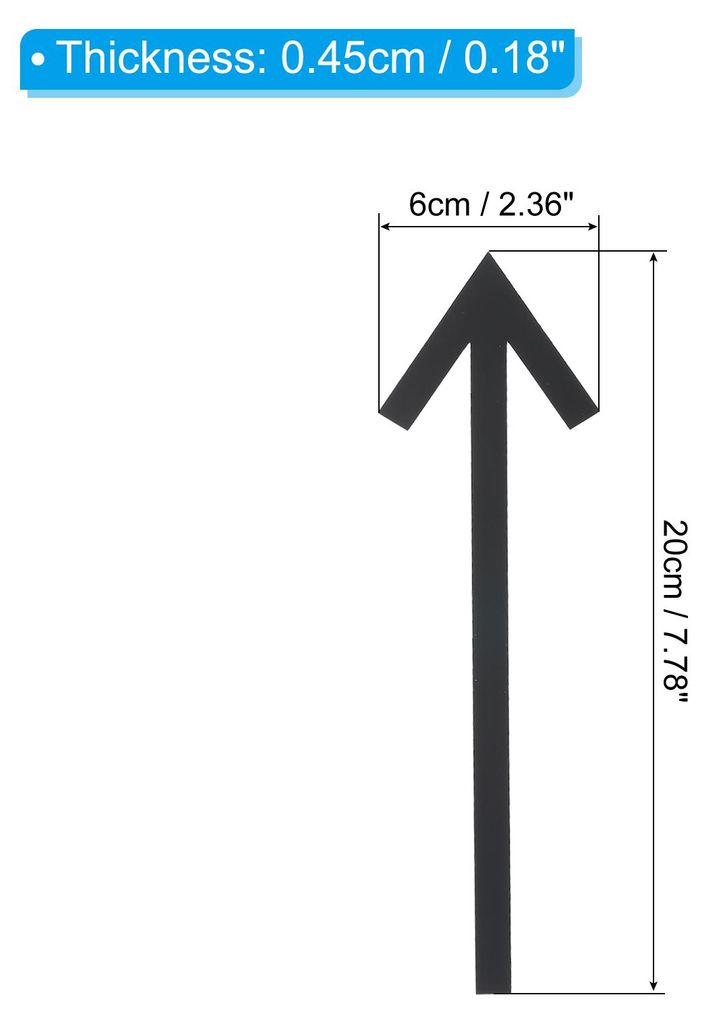 7,9" Selbstklebendes Pfeilschild, 2er Pack Acryl Richtungsschild Aufkleber selbstklebend fš¹r Innen- und Au?enwandmarkierung, Schwarz