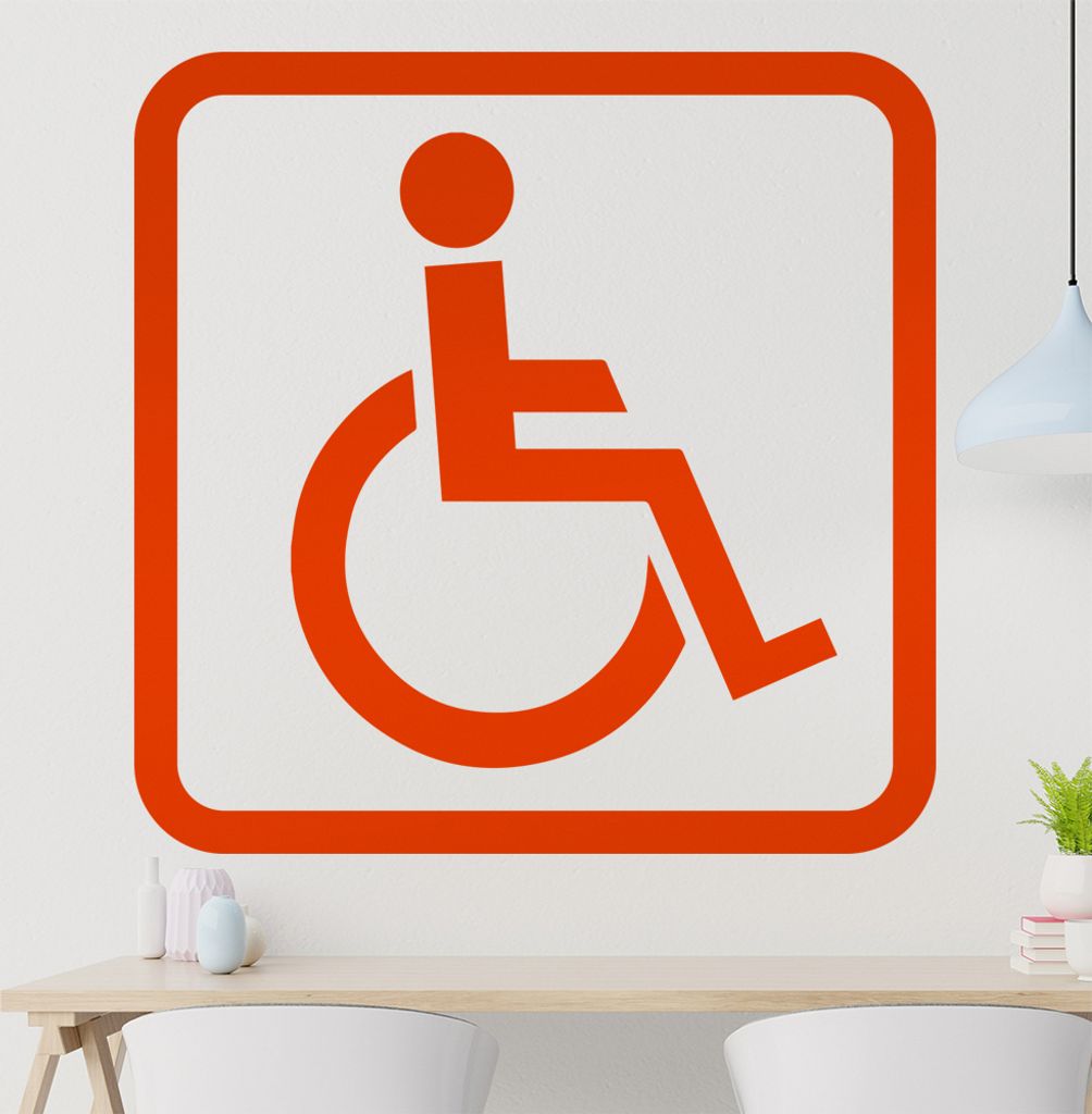 KIWISTAR Rollstuhl Zeichen Eckig - Rolli Krankenhaus Klinik Rollstuhl barrierefrei Wandtattoo in 6 Größen - Wandaufkleber Wall Sticker - Dekorati...