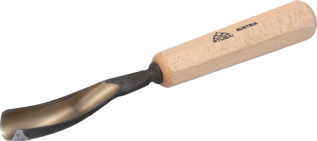 STUBAI Scalpello Serie 52 - Forma 20 | Scalpello curvo 20 mm, con manico in legno, per lavori di figura, modanature, rappresentazione di capelli ondulati e acqua, per la lavorazione del legno