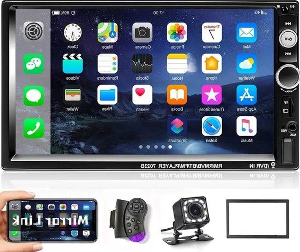 Autoradio Bluetooth 2-DIN Écran 7 Pouces avec Entrée Carte SD et Port AUX
