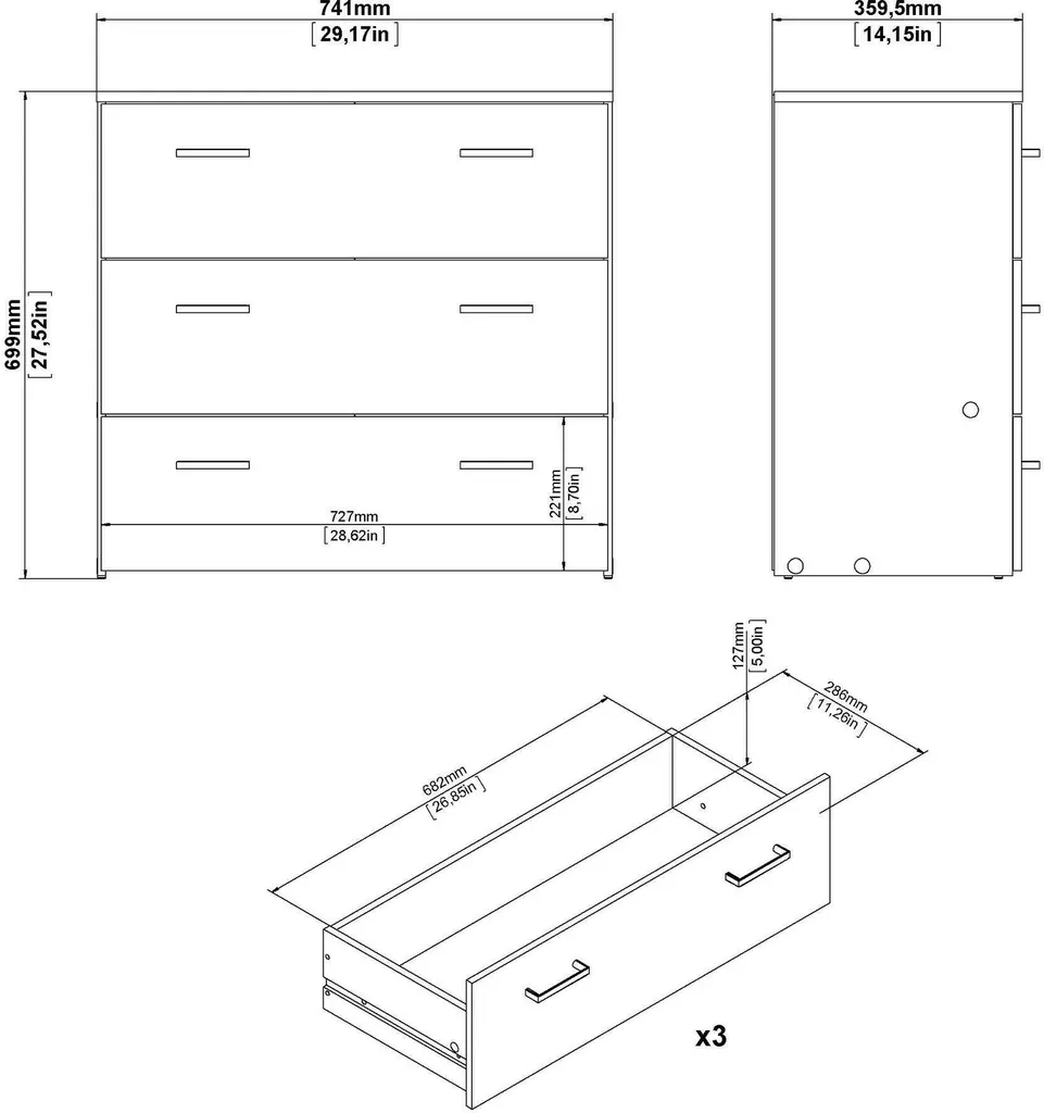 Buffet Bas Sidal I Dub Sonoma - Solution de Rangement pour Petit Espace