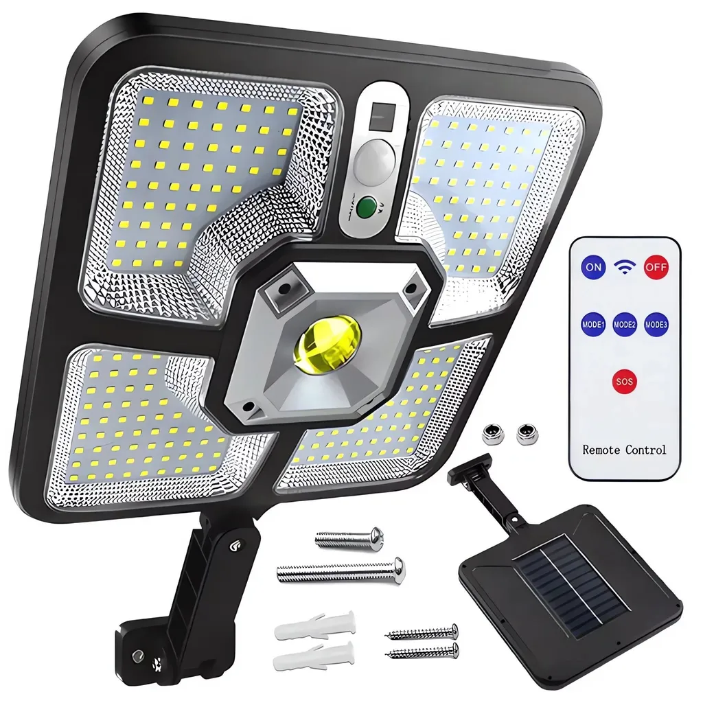 Lampe solaire 600W anti-intrusion avec détecteur pour éclairer la nuit