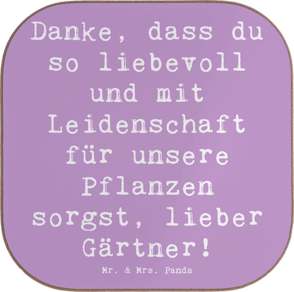 Mr. & Mrs. Panda Holzuntersetzer Spruch Lieber Gärtner - Lavendeltraum - Geschenk, Bedanken, handgefertigt, Untersetzer Tasse, gläseruntersetzer,...