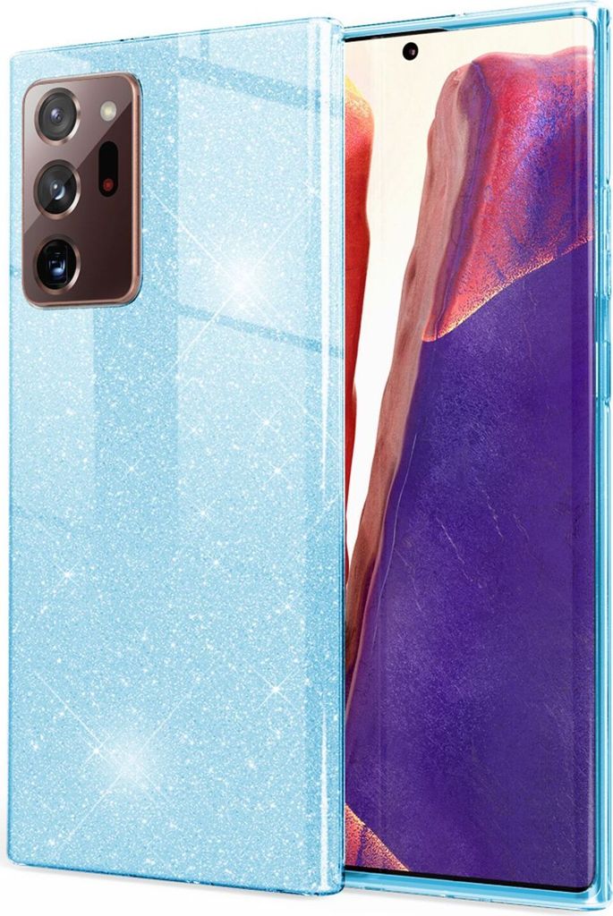 NALIA Glitzer Handy Hülle für Samsung Galaxy Note20 Ultra, Bling Cover Case Blau