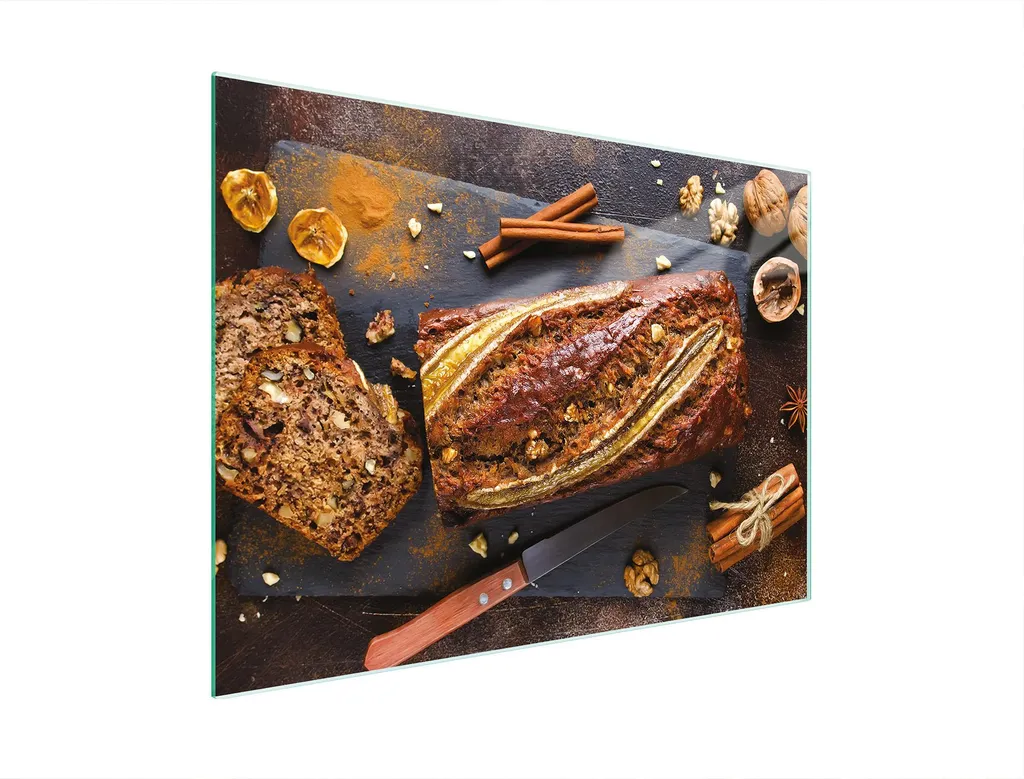 Piastra Copriforno 30x22 Tagliere Vetro Pane Marrone Multiglass