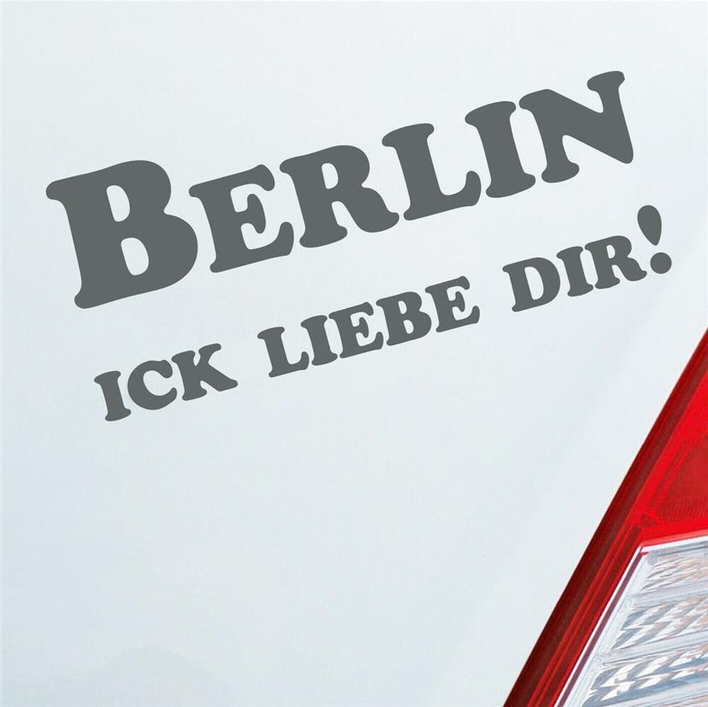Auto Aufkleber Berlin Ick liebe dir! Hauptstadt 18x7,5 cm Grau Sticker Heckscheibenaufkleber