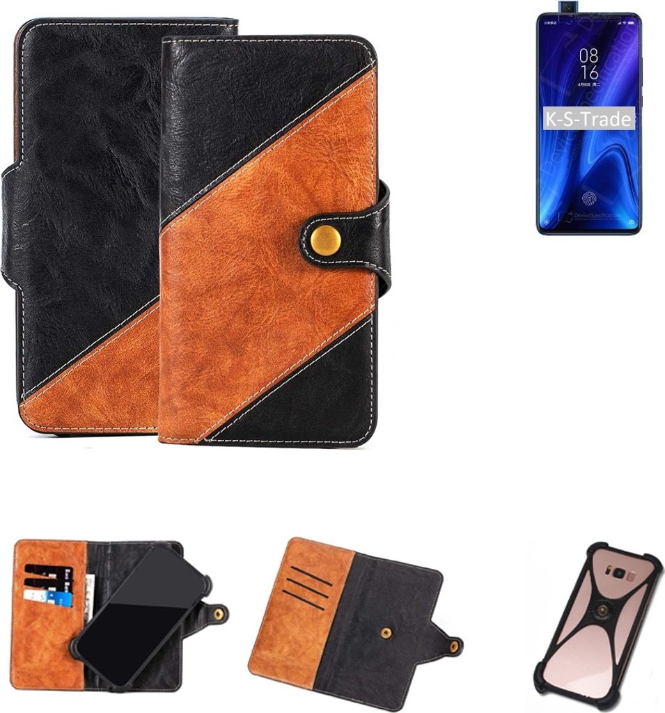K-S-Trade Handyhülle Schutzhülle Bookstyle Case Wallet-Case kompatibel mit Xiaomi Redmi K20 Pro Premium Handy Cover Bumper Klapphülle schwarz