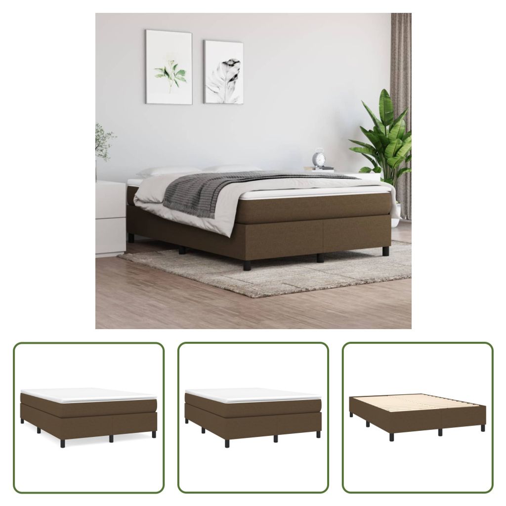 The Living Store Boxspringbett mit Matratze Dunkelbraun 140x190 cm Stoff