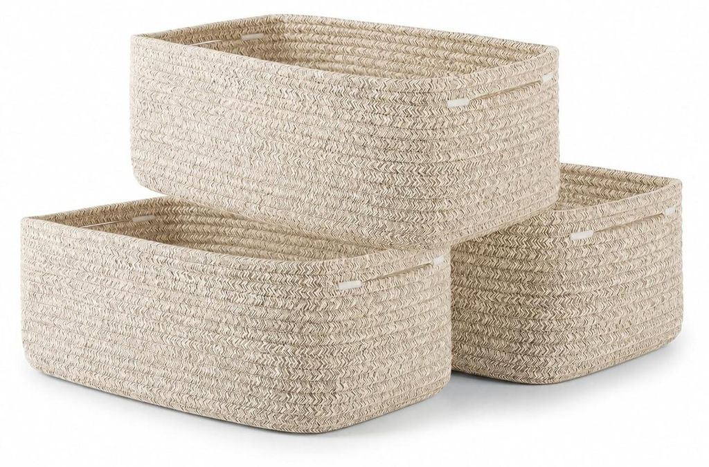 Sada 3 pletených organizérov z bavlny, rozmer 33 x 20 cm Obrázok produktu 