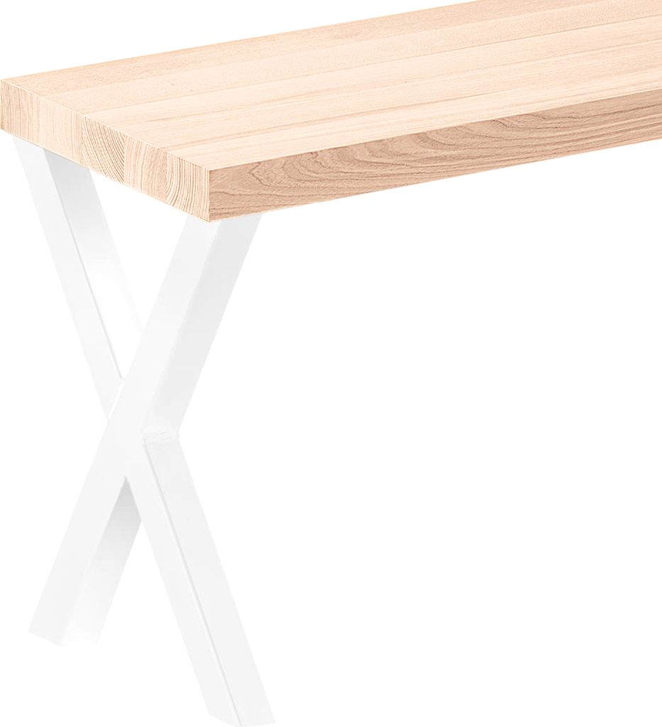 LAMO Manufaktur Sitzbank Esszimmer Holzbank 30x160x47cm, Möbelfüße Design Weiß / Roh