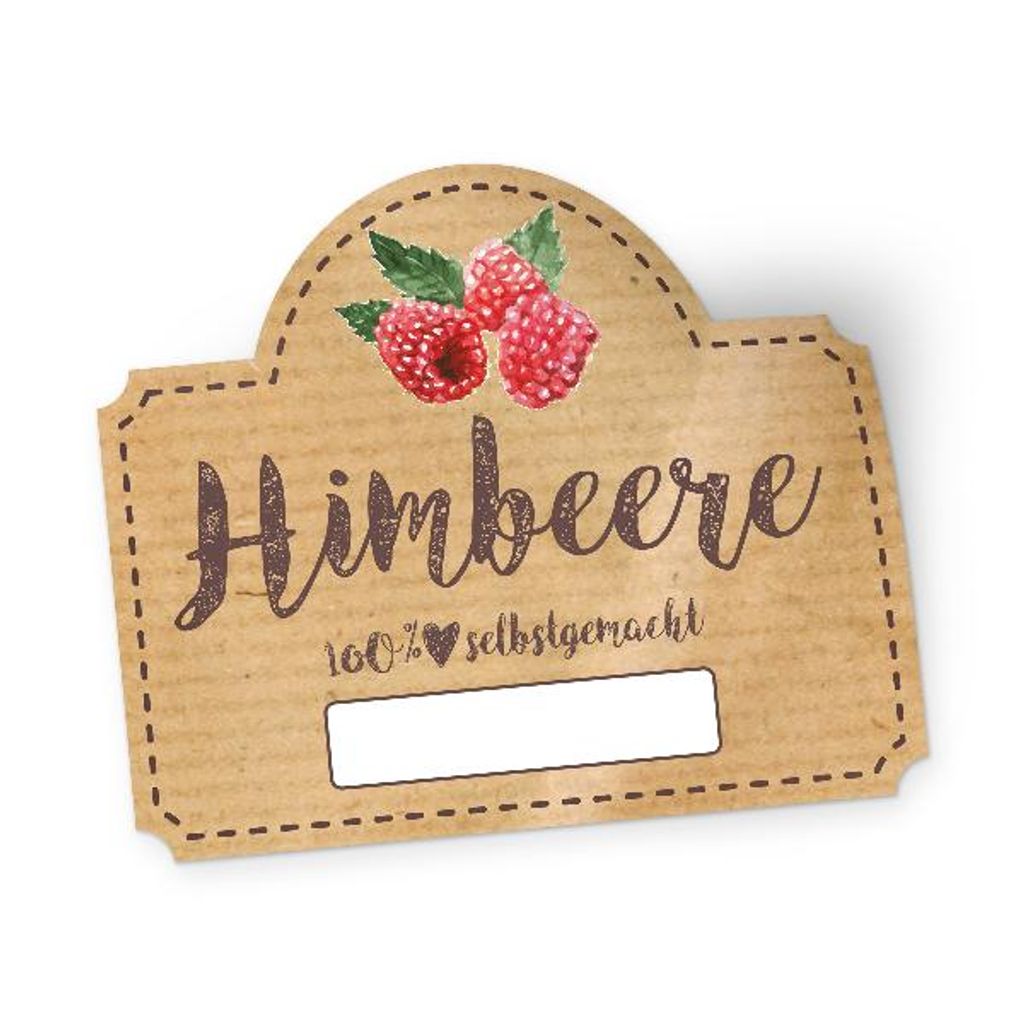 itenga 50 x Marmeladen Etikett Himbeere 4,5x3,8cm 100% selbstgemacht Sticker