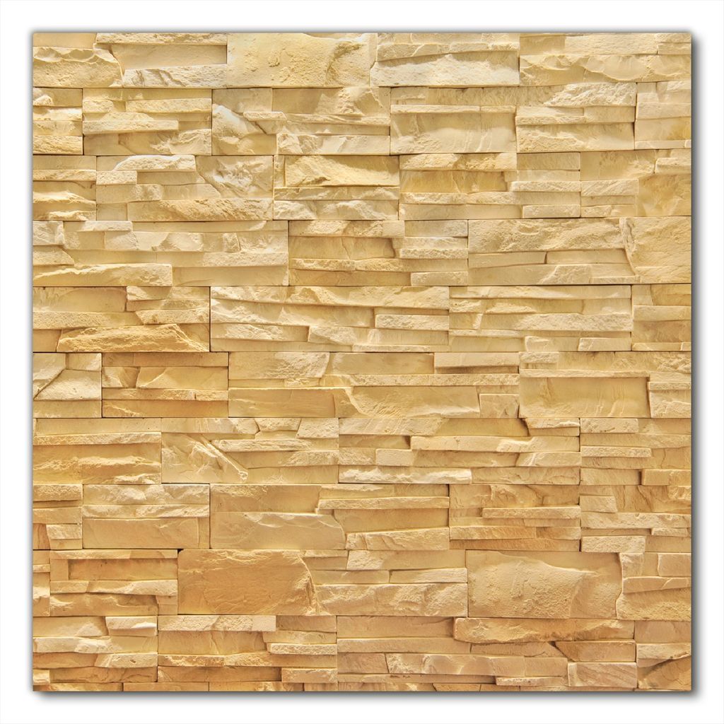 Wallario selbstklebende Möbelfolie/ Tischdecke für Innen und Außen, Größe: 50 x 50 cm - Steinwand gelb-orange