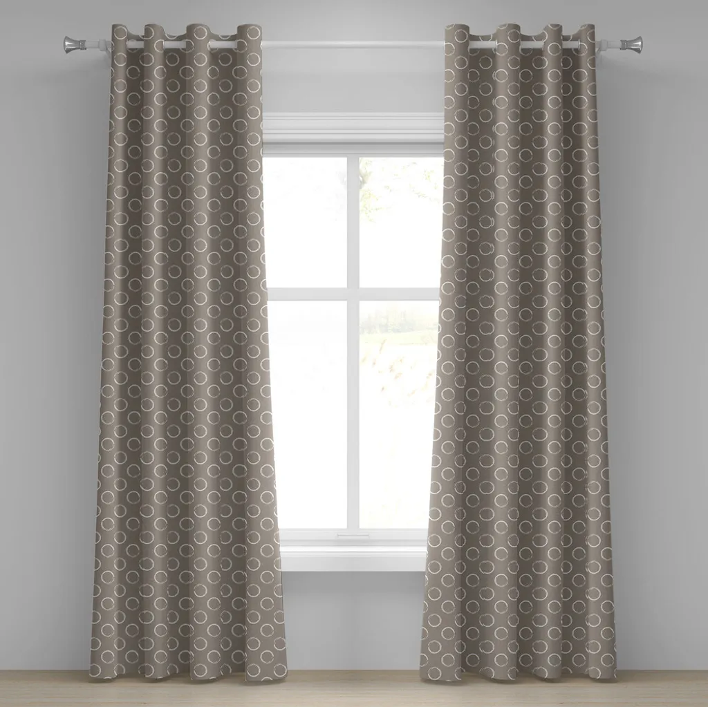 ABAKUHAUS Tenda con occhielli color tortora, motivi artistici semplici a forma di anello, effetto grunge con pennellate in stile vintage, tende decorative a 2 pannelli, 280 cm x 175 cm, tortora e bianco