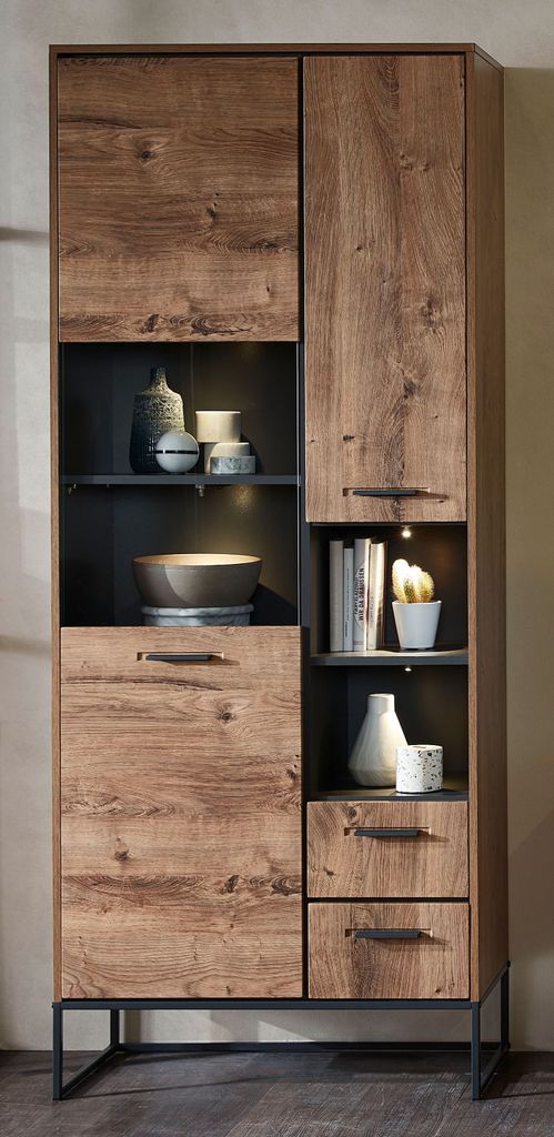 Vitrine HARPER WAKEFIELD BHT 79x196x38 cm braun Glasschrank