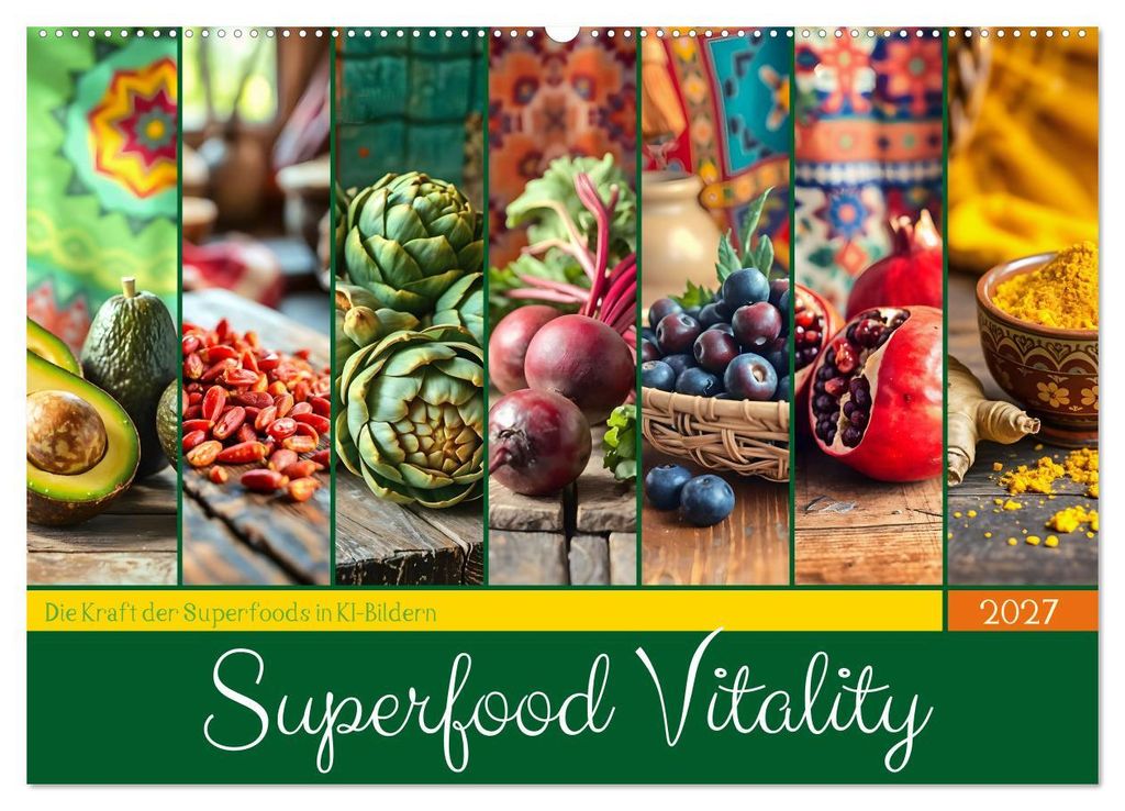 Superfood Vitality - Die Kraft der Superfoods in KI-Bildern (Wandkalender 2027 DIN A2 quer), CALVENDO Monatskalender