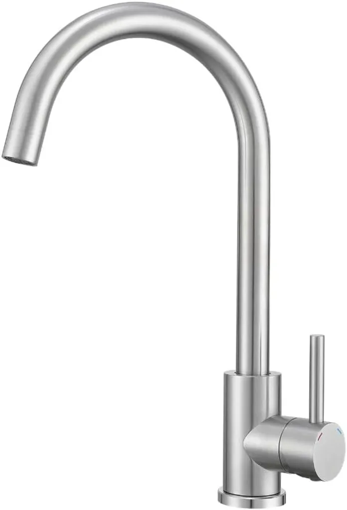Rubinetto da cucina VBChome in acciaio inossidabile spazzolato con effetto granito, ruotabile a 360° – Rubinetto monocomando per lavello, rubinetto moderno per lavello