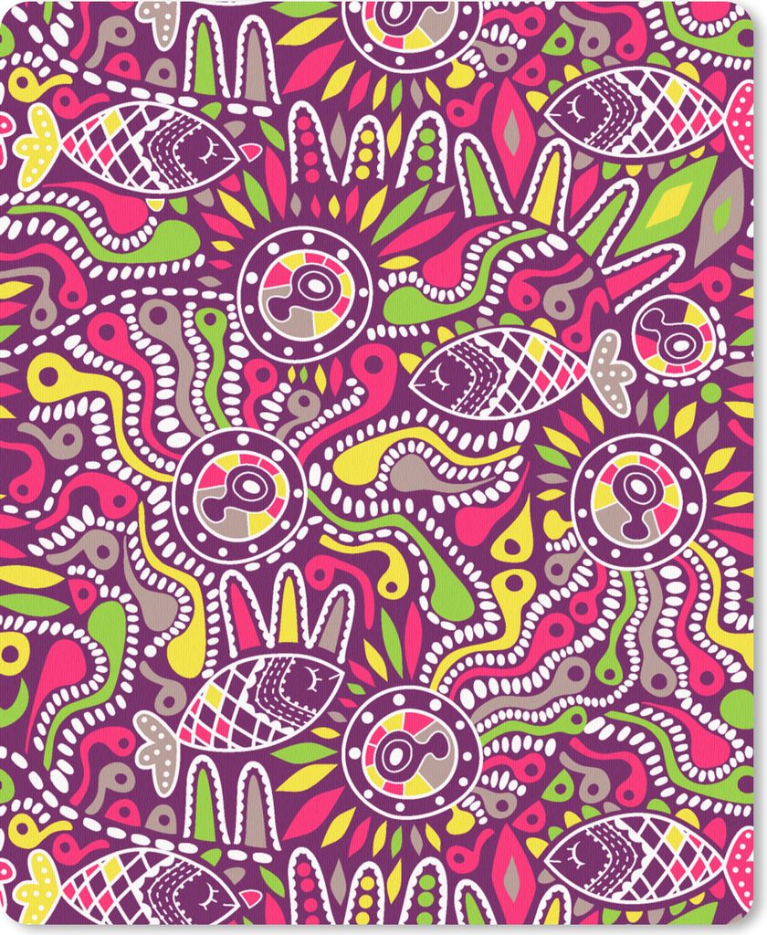 MuchoWow Mauspad Mousepad Fische - Neon - Regenbogen - Muster 30x40 cm - Mousepads - Maus Mat - Pad - Mausunterlage - Mausmatten
