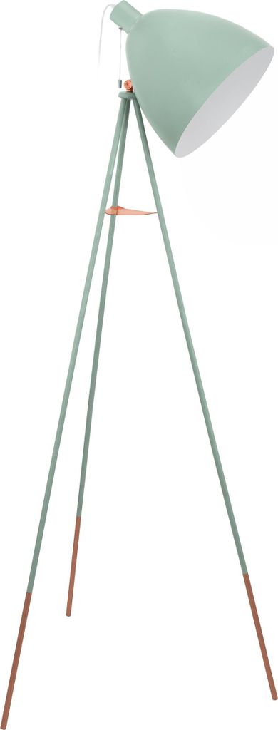 EGLO Dreibein Stehlampe Dundee, 1 flammige Vintage Stehleuchte, Standleuchte aus Stahl, Farbe: Mint, Fassung: E27, inkl. Zugschalter