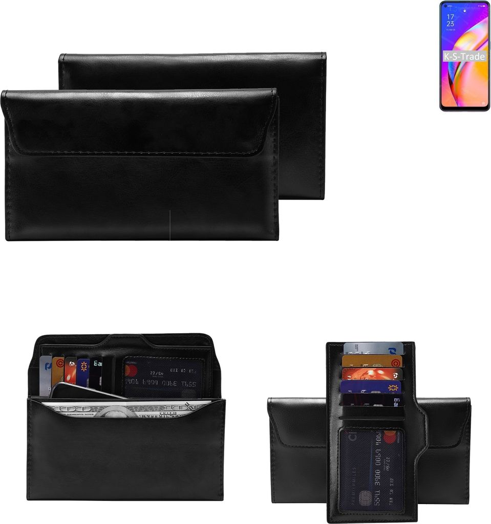 K-S-Trade Handy Hülle kompatibel mit Oppo A94 5G Schutz Hülle Tasche Schutz Case Handytasche Kunstleder schwarz, 1x