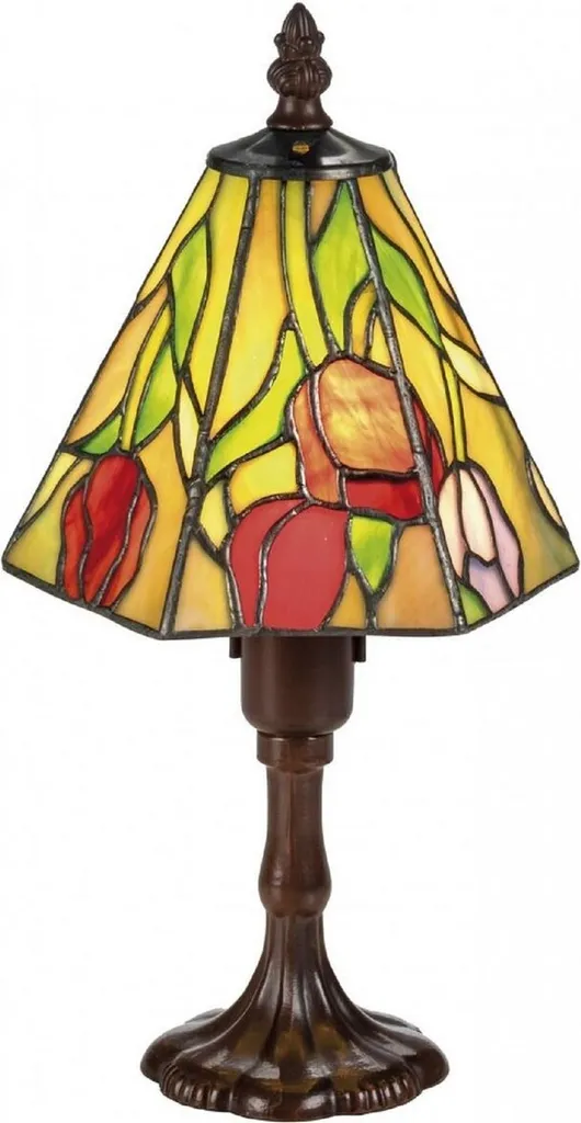 Lampe Vitrail Tiffany Roses Multicolores Verre Véritable 15x30 cm