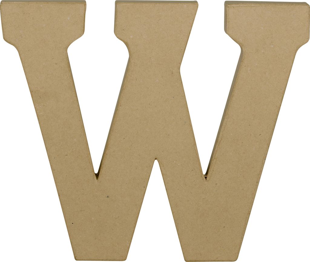 Décopatch 3x Pappmaché Kraft, Großbuchstabe W 20cm - Kartonbraun AC874C