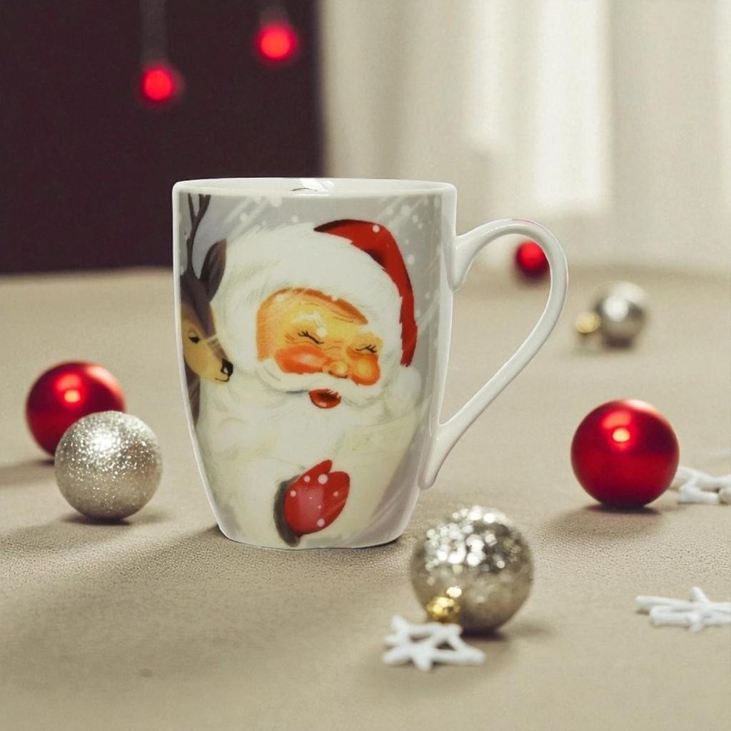 Weihnachtsbecher aus Porzellan mit Weihnachtsmann - Weihnachtszubehör