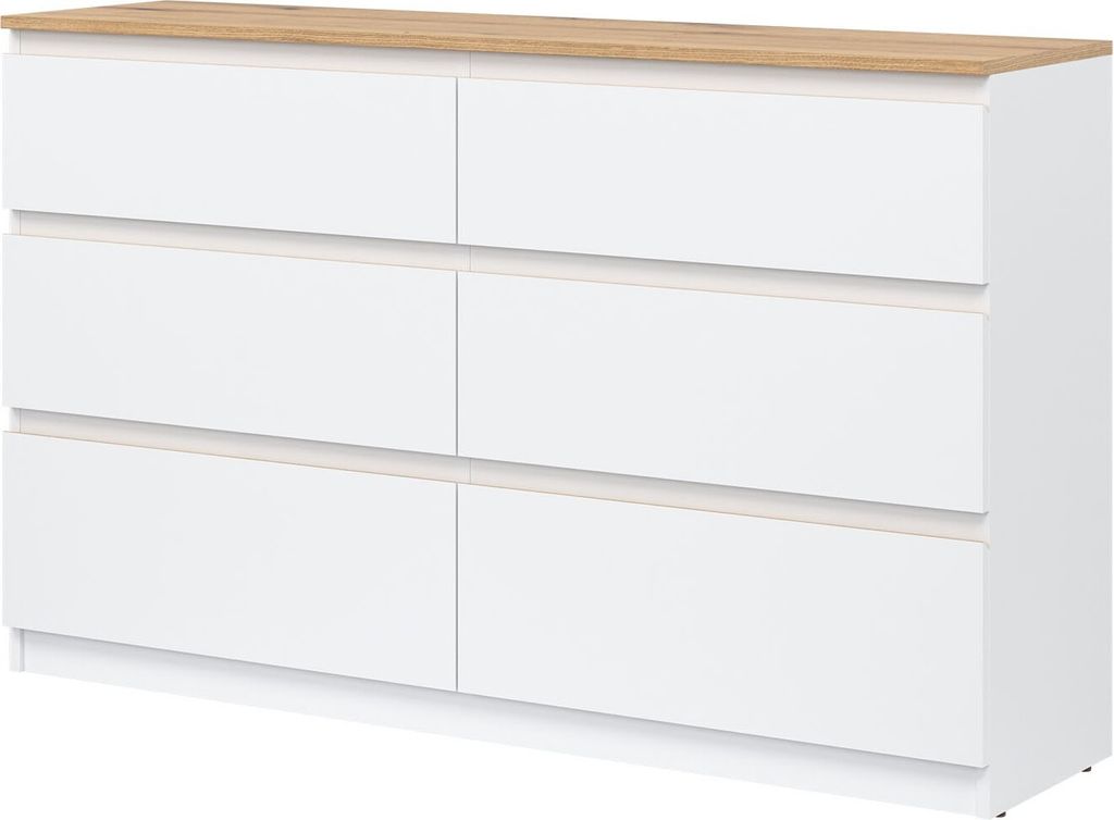Komoda 78x84x35 cm REMI RM03 Komoda se 6 zásuvkami Bílý/dub Obrázek produktu 