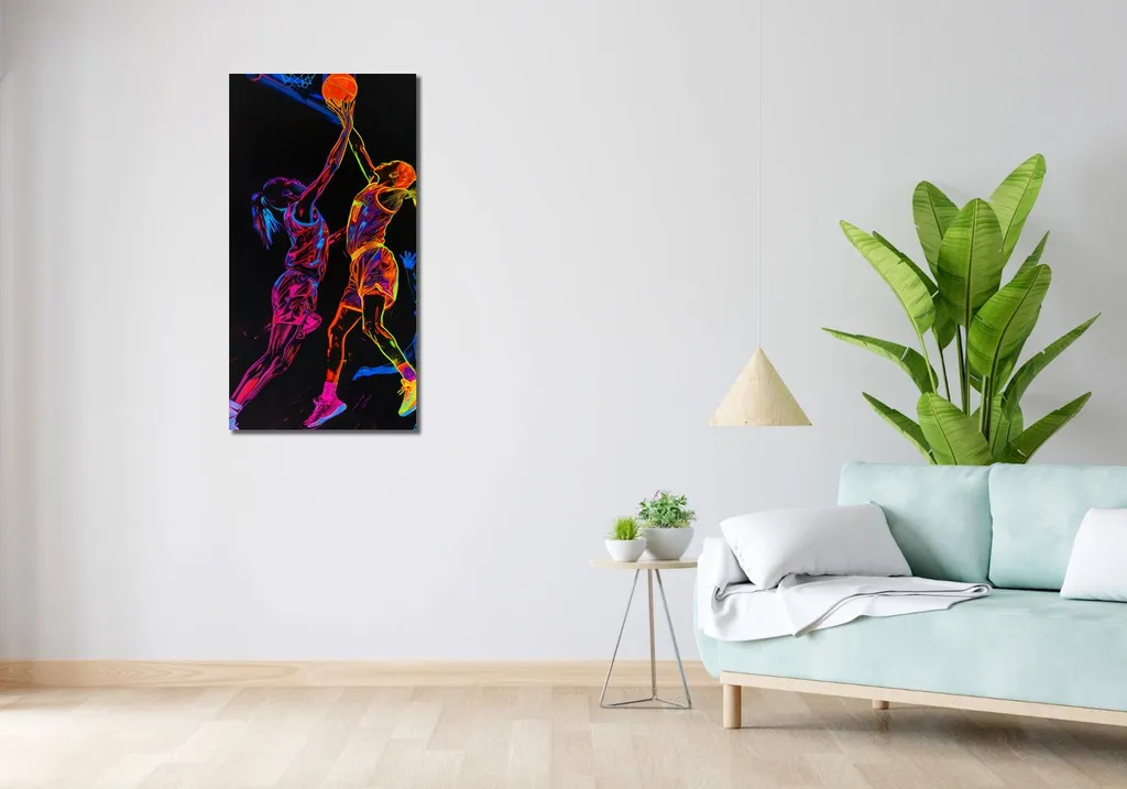 Image match de basket-ball 50 x 100 cm déco murale sans reflets sport - 2