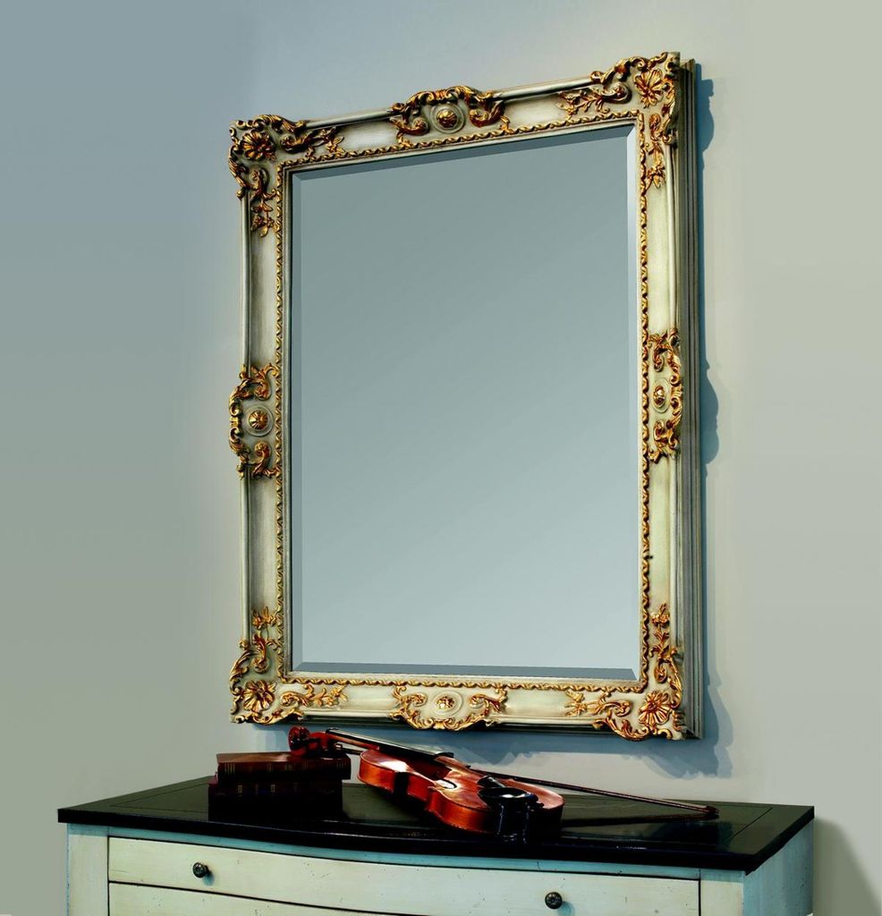 Spiegel Wandspiegel Designer Dielen Wohnzimmer Bad Holz Design 88x118 Barock