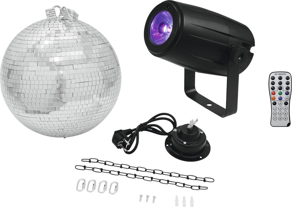 EUROLITE Set Spiegelkugel 30cm mit Motor + LED PST-5 QCL Produktbild 