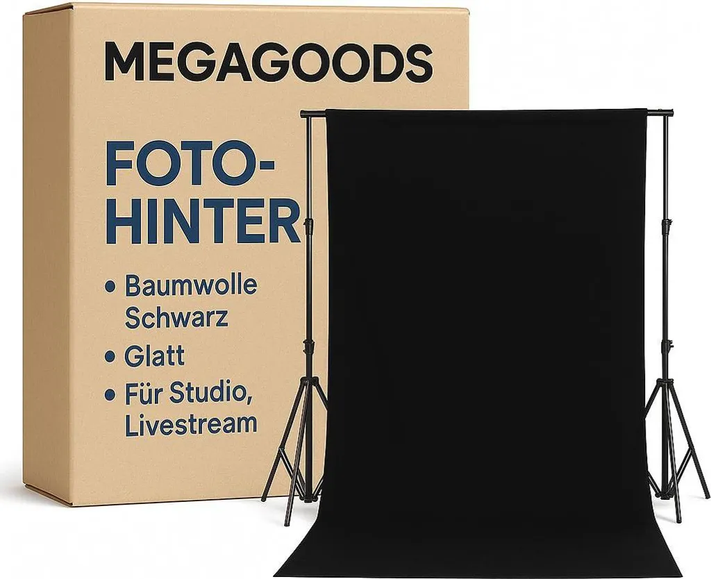 Fond de studio noir mat anti-reflet en coton 300g/m² pour Livestream