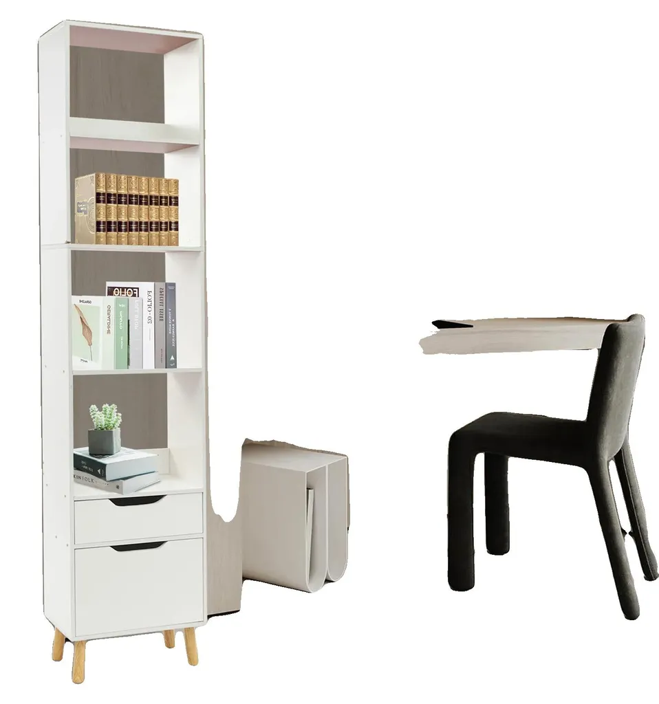 Meuble de rangement étroit pour bureau et salon - 6 niveaux 40x24x180cm