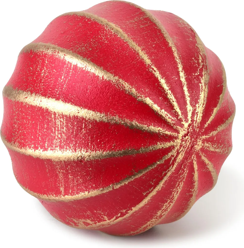 Décoration de table boule Saggio rouge rayures or Ø 7 cm en MDF bois