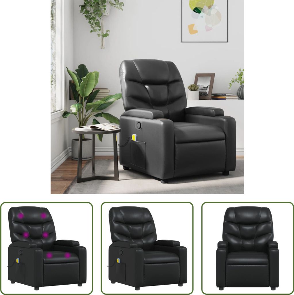 The Living Store Massagesessel Schwarz Kunstleder