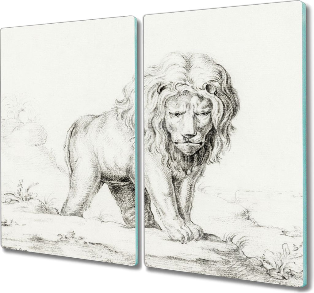 Coloray Hackbrett Kochplattenabdeckung Herdabdeckplatte 2x30x52 cm Schneidebrett Küchenbrett - Tier