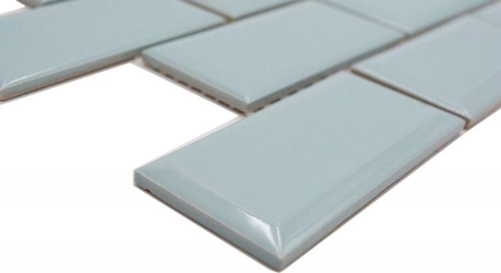 Handmuster Keramik Mosaikfliese Metro Verbundoptik uni mintgrün pastell MOS24-06M_m
