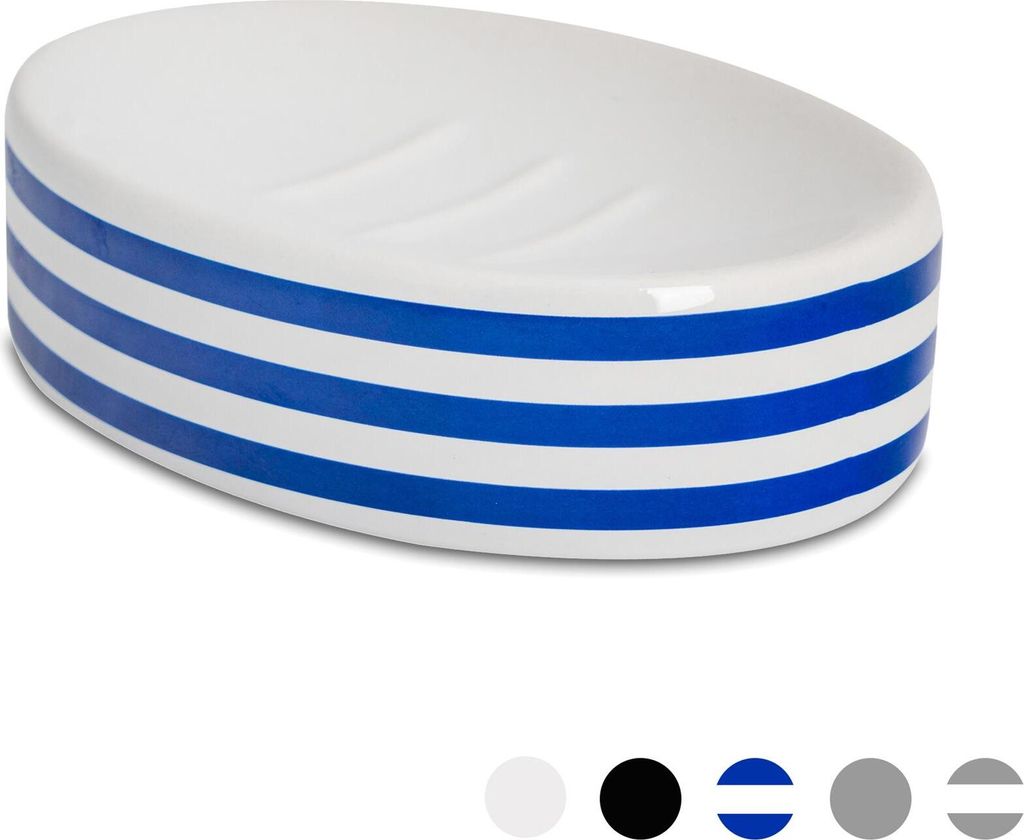 Badezimmer Handseifenhalter / Teller. Blau / Weiß-Streifen