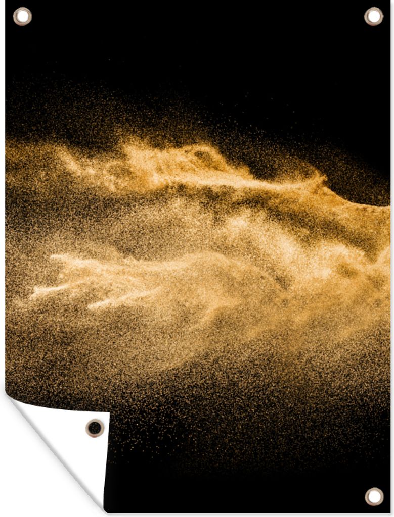 MuchoWow 60x80 cm Outdoor-Poster Gartendeko Sichtschutz Garten Poster für den Garten Sand - Gold - Schwarz - Luxus - Kunst