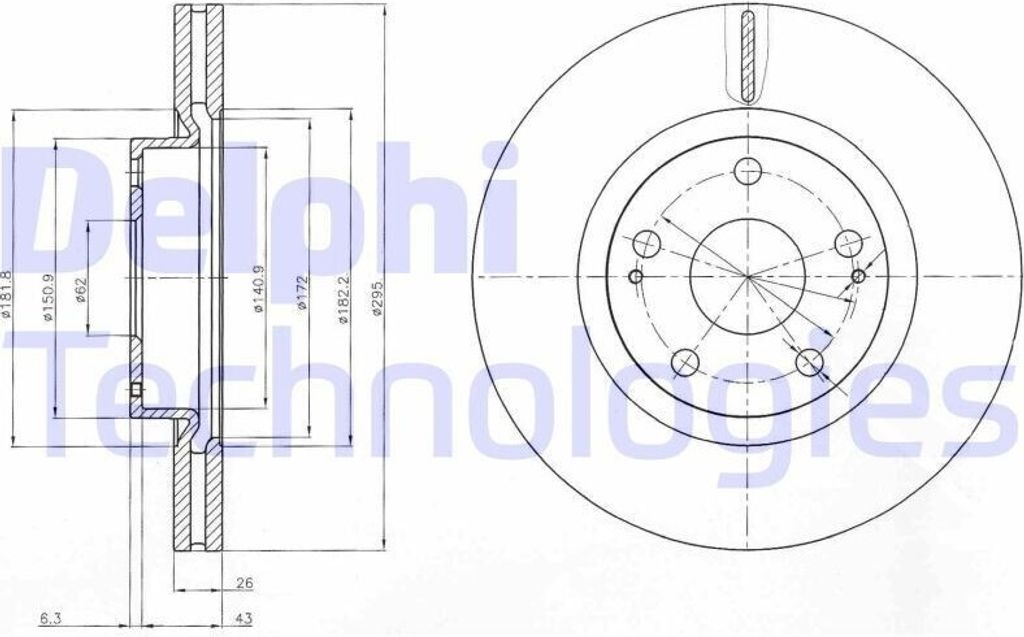 2x DELPHI Bremsscheibe BG4113 für TOYOTA AVENSIS Kombi Produktbild 