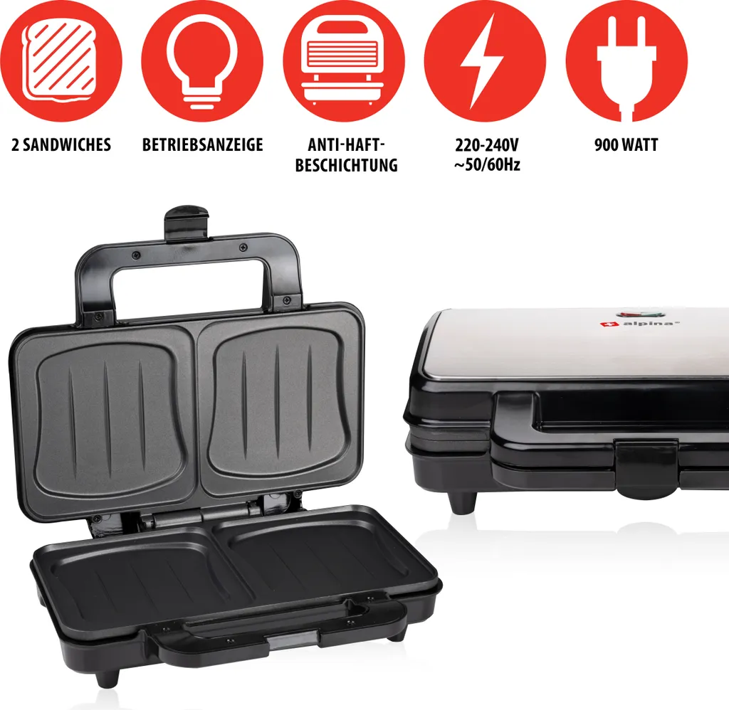 Machine à Croque-Monsieur XL pour Repas Rapides et Gourmands 900W