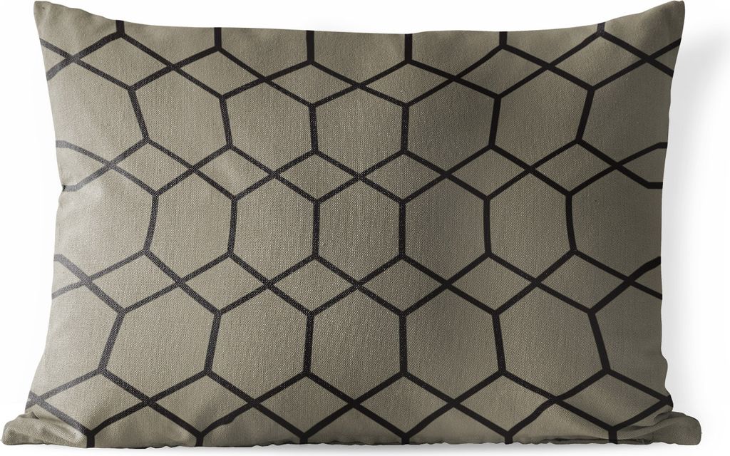 MuchoWow Outdoor Kissen - Muster - Schwarz - Grau - Luxus - 60x40 cm - Wetterfest - Lounge Kissen - Zierkissen - Kissen für Innenräume