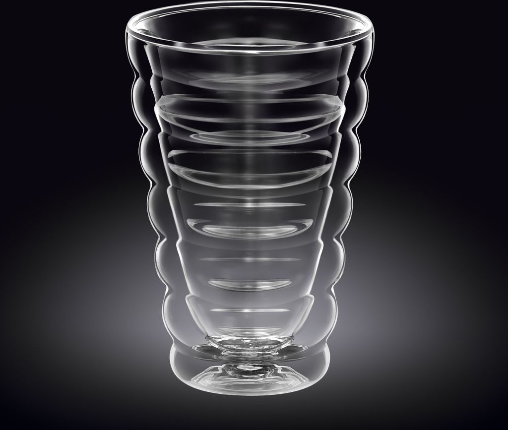 Wilmax Doppelwandiger Thermoglas Becher 400 ml Transparent WL-888418/A