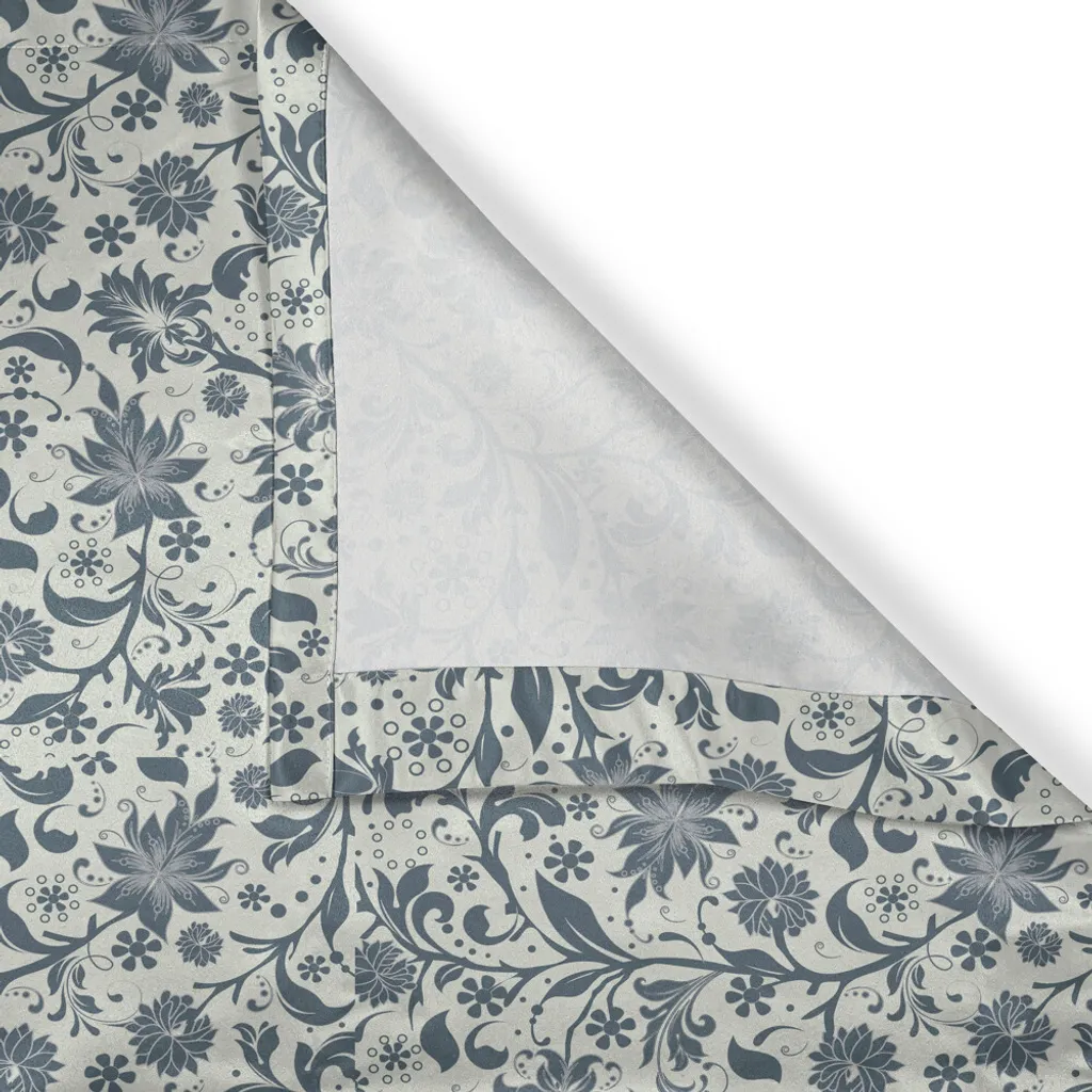 ABAKUHAUS Tenda con occhielli artistica da giardino, crescita botanica di diversi fiori in una composizione astratta e romantica, tende decorative a 2 pannelli per finestre, 280 cm x 175 cm, blu-grigio beige - 3