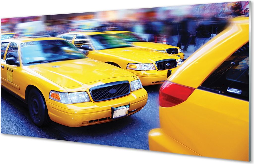 Glasbilder 120x60 Wandkunst Yellow Taxi Stadt